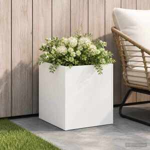 Imagine vidaXL Vază pentru Grădină Alb 35 x 35 x 35 cm Oțel laminat la rece
