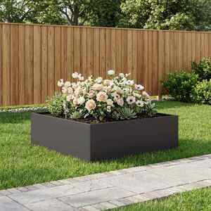 Imagine vidaXL Vază pentru Grădină Negru 80 x 80 x 30 cm Oțel laminat la rece