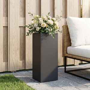 Imagine vidaXL Vază pentru Grădină Negru 20 x 20 x 40 cm Oțel laminat la rece