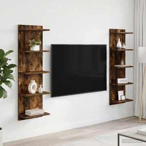 Imagine vidaXL Raft de perete 2 buc. Stejar fumuriu 30 x 15 x 100 cm
