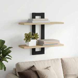 Imagine vidaXL Rafturi suspendate Stejar Sonoma 40 x 15 x 40 cm Lemn prelucrat