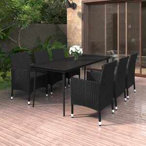 Imagine vidaXL Set mobilier de grădină cu perne, 7 piese, poliratan și sticlă