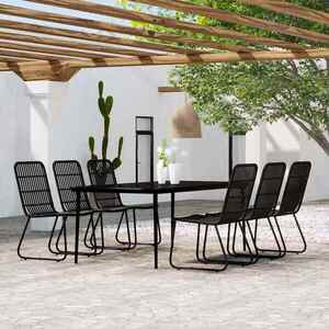 Imagine vidaXL Set de mobilier pentru grădină, 7 piese, negru