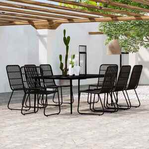Imagine vidaXL Set de mobilier pentru grădină, 9 piese, negru
