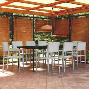 Imagine vidaXL Set mobilier pentru grădină, alb, 9 piese