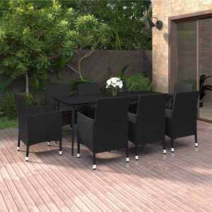 Imagine vidaXL Set mobilier de grădină cu perne, 9 piese, poliratan și sticlă