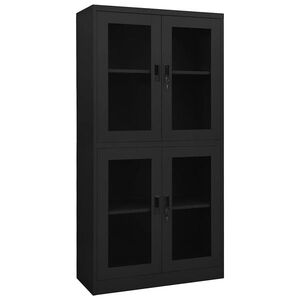 Imagine vidaXL Dulap de birou, antracit, 90x40x180 cm, oțel/sticlă securizată