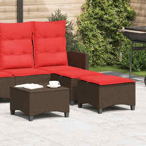 Imagine vidaXL Scaune de grădină cu perne 2 buc Maro 55x55x36 cm Poly Ratan