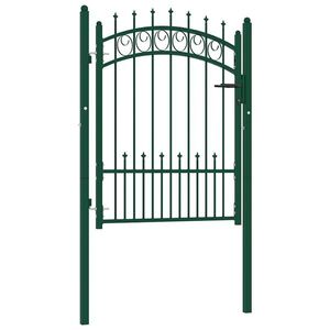 Imagine vidaXL Poartă de gard EMMEN cu țăruși din oțel, verde, 104x109, 5 cm