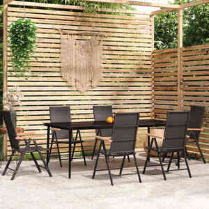 Imagine vidaXL Set de mobilier pentru grădină, 7 piese, negru