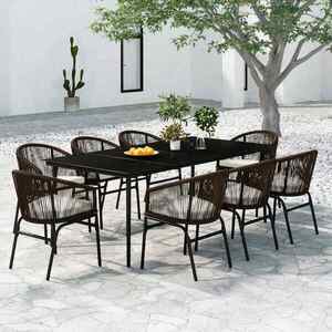 Imagine vidaXL Set de mobilier pentru grădină, 9 piese, maro