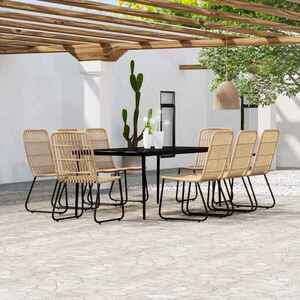 Imagine vidaXL Set mobilier de grădină, 9 piese, stejar
