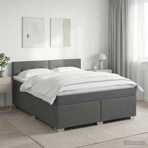 Imagine vidaXL Pat boxspring cu saltea Gri închis 140 x 190 cm Țesătură