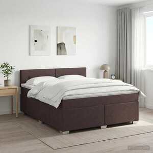 Imagine vidaXL Pat boxspring cu saltea Maro închis 140 x 190 cm Țesătură