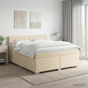 Imagine vidaXL Pat boxspring cu saltea cu headboard Crem 140 x 190 cm Țesătură