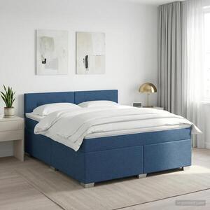 Imagine vidaXL Pat boxspring cu saltea albastru 140 x 190 cm Țesătură