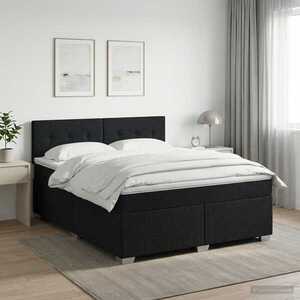 Imagine vidaXL Pat boxspring cu saltea Negru 160 x 200 cm Țesătură