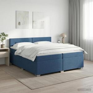 Imagine vidaXL Pat boxspring cu saltea albastru 200 x 200 cm Țesătură