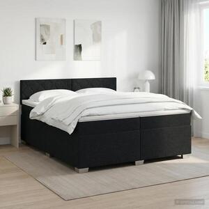 Imagine vidaXL Pat boxspring cu saltea Negru 200 x 200 cm Țesătură