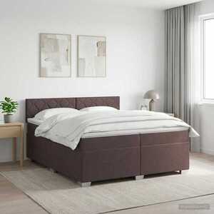 Imagine vidaXL Pat boxspring cu saltea Maro închis 200 x 200 cm Țesătură