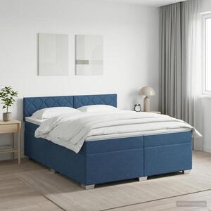 Imagine vidaXL Pat boxspring cu saltea albastru 200 x 200 cm Țesătură