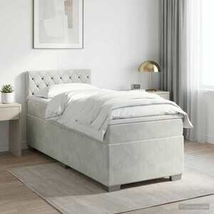 Imagine vidaXL Pat boxspring cu saltea Gri deschis 80 x 200 cm Catifea