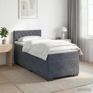 Imagine vidaXL Pat boxspring cu saltea Gri închis 80 x 200 cm Catifea