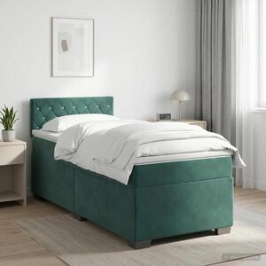 Imagine vidaXL Pat boxspring cu saltea Verde închis 80 x 200 cm Catifea