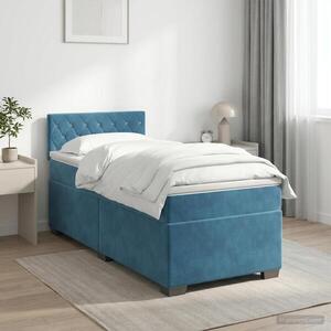 Imagine vidaXL Pat boxspring cu saltea Albastru închis 80 x 200 cm Catifea