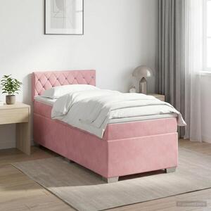 Imagine vidaXL Pat boxspring cu saltea cu headboard Roz 80 x 200 cm Catifea