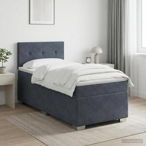 Imagine vidaXL Pat boxspring cu saltea Gri închis 80 x 200 cm Catifea