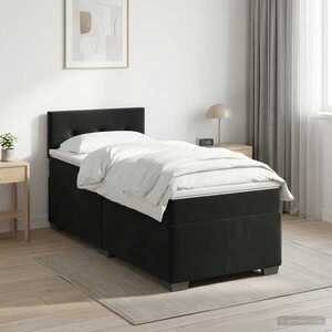 Imagine vidaXL Pat boxspring cu saltea cu headboard Negru 80 x 200 cm Catifea