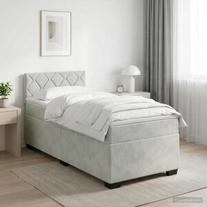 Imagine vidaXL Pat boxspring cu saltea Gri deschis 80 x 200 cm Catifea