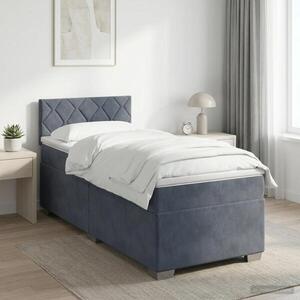Imagine vidaXL Pat boxspring cu saltea Gri închis 80 x 200 cm Catifea