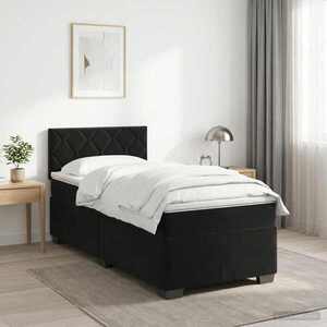 Imagine vidaXL Pat boxspring cu saltea cu headboard Negru 80 x 200 cm Catifea