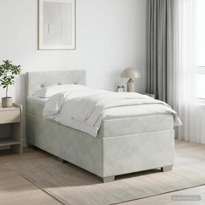 Imagine vidaXL Pat boxspring cu saltea Gri deschis 90 x 190 cm Catifea
