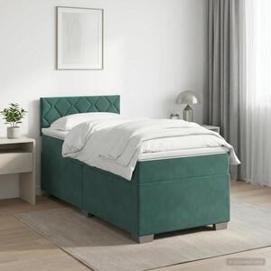 Imagine vidaXL Pat boxspring cu saltea Verde închis 90 x 190 cm Catifea