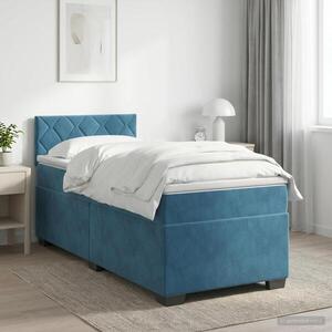 Imagine vidaXL Pat boxspring cu saltea Albastru închis 90 x 190 cm Catifea