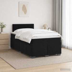 Imagine vidaXL Pat boxspring cu saltea cu headboard Negru 120 x 190 cm Catifea
