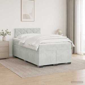 Imagine vidaXL Pat boxspring cu saltea Gri deschis 120 x 190 cm Catifea