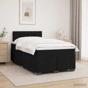 Imagine vidaXL Pat boxspring cu saltea cu headboard Negru 120 x 190 cm Catifea