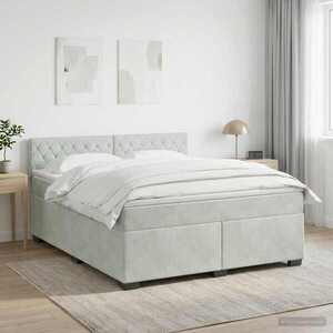 Imagine vidaXL Pat boxspring cu saltea Gri deschis 140 x 190 cm Catifea