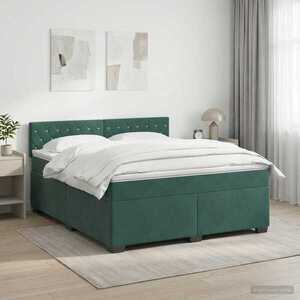 Imagine vidaXL Pat boxspring cu saltea Verde închis 140 x 190 cm Catifea