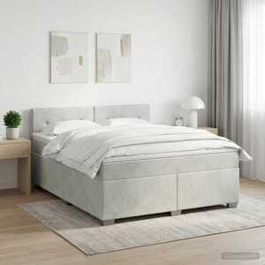 Imagine vidaXL Pat boxspring cu saltea Gri deschis 140 x 190 cm Catifea
