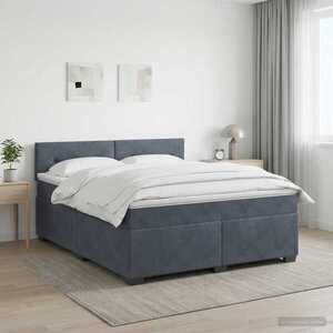Imagine vidaXL Pat boxspring cu saltea Gri închis 140 x 190 cm Catifea