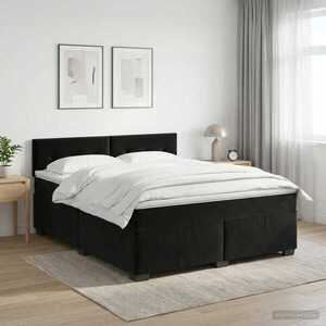 Imagine vidaXL Pat boxspring cu saltea cu headboard Negru 140 x 190 cm Catifea