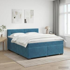 Imagine vidaXL Pat boxspring cu saltea Albastru închis 140 x 190 cm Catifea