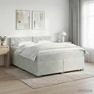 Imagine vidaXL Pat boxspring cu saltea Gri deschis 140 x 190 cm Catifea