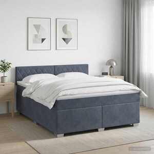 Imagine vidaXL Pat boxspring cu saltea Gri închis 160 x 200 cm Catifea