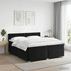 Imagine vidaXL Pat boxspring cu saltea cu headboard Negru 200 x 200 cm Catifea